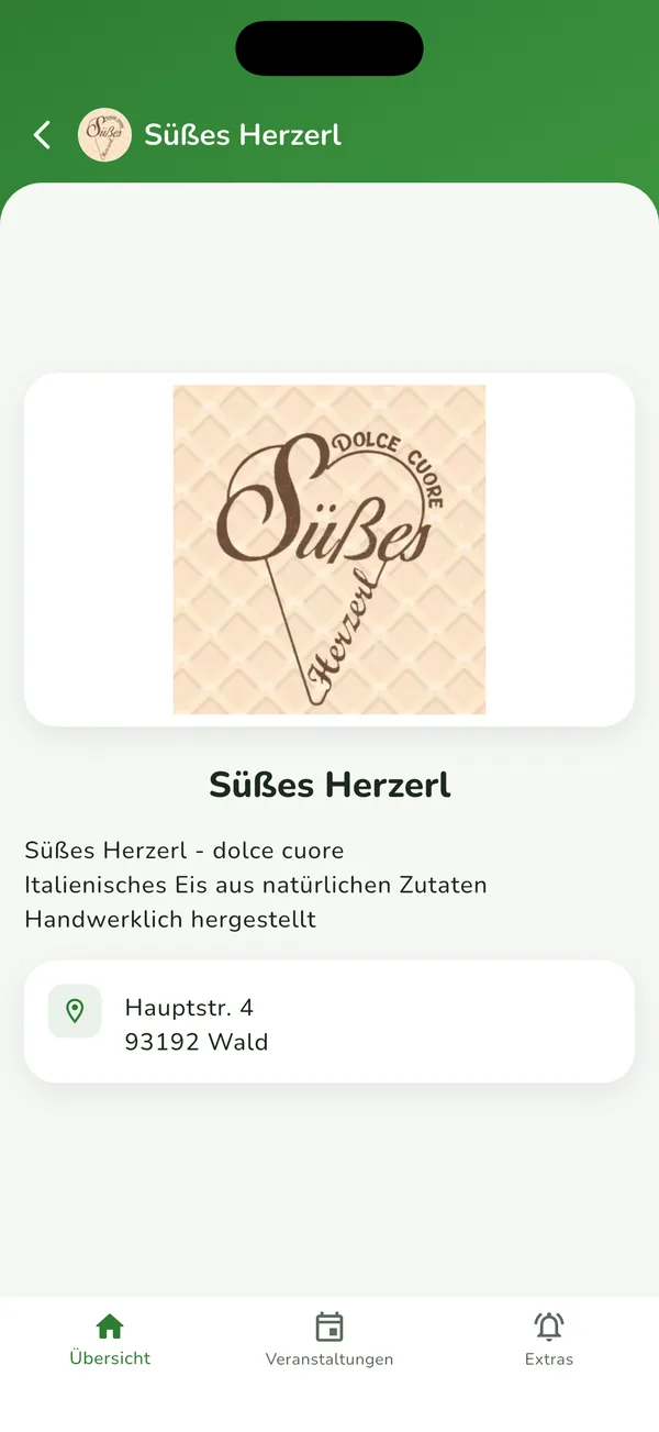 Anbieterseite mit Beschreibung und Kontakt